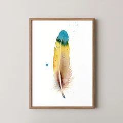 Image of a feather watercolor painting by Shayna Larsen, originals & prints available