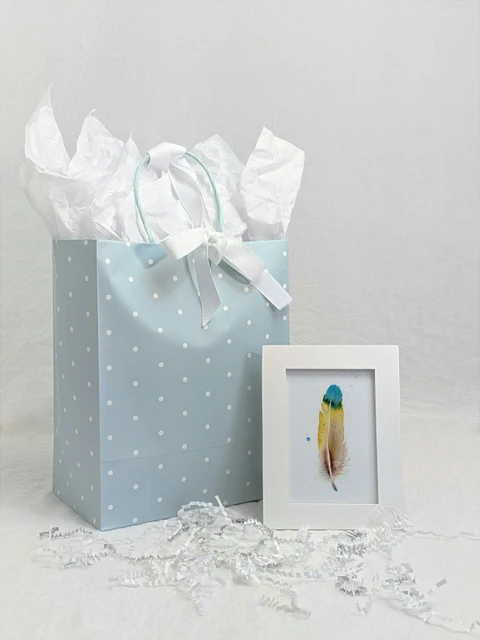 Image of a feather watercolor painting by Shayna Larsen, originals & prints available