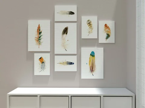 Image of a feather watercolor painting by Shayna Larsen, originals & prints available