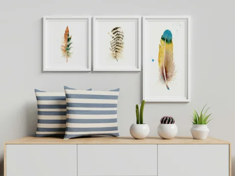 Image of a feather watercolor painting by Shayna Larsen, originals & prints available