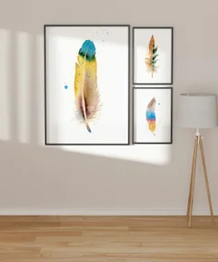 Image of a feather watercolor painting by Shayna Larsen, originals & prints available