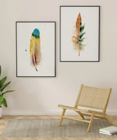 Image of a feather watercolor painting by Shayna Larsen, originals & prints available