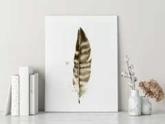 Image of a feather watercolor painting by Shayna Larsen, originals & prints available