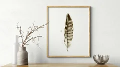 Image of a feather watercolor painting by Shayna Larsen, originals & prints available