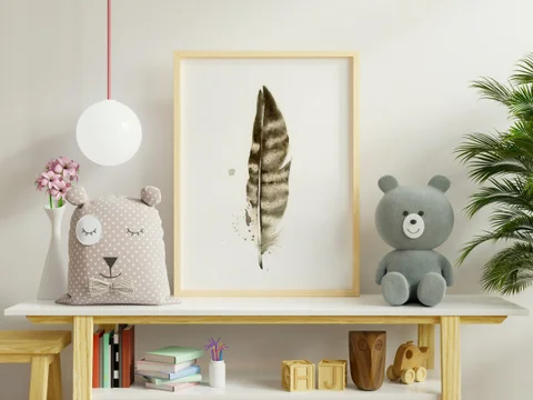 Image of a feather watercolor painting by Shayna Larsen, originals & prints available