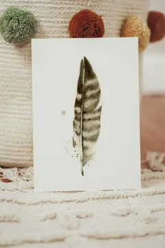 Image of a feather watercolor painting by Shayna Larsen, originals & prints available