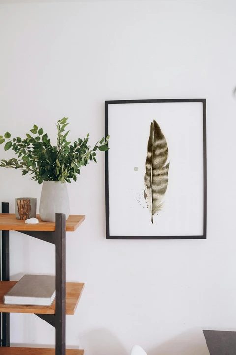 Image of a feather watercolor painting by Shayna Larsen, originals & prints available