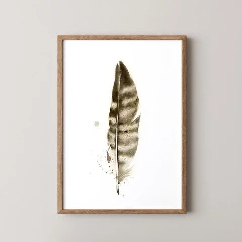 Image of a feather watercolor painting by Shayna Larsen, originals & prints available