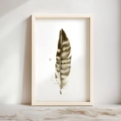 Image of a feather watercolor painting by Shayna Larsen, originals & prints available