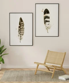 Image of a feather watercolor painting by Shayna Larsen, originals & prints available