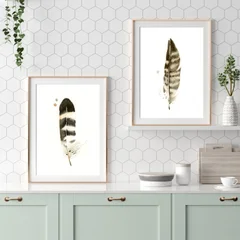 Image of a feather watercolor painting by Shayna Larsen, originals & prints available