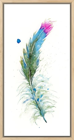 Image of a feather watercolor painting by Shayna Larsen, originals & prints available