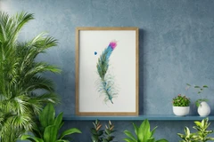 Image of a feather watercolor painting by Shayna Larsen, originals & prints available