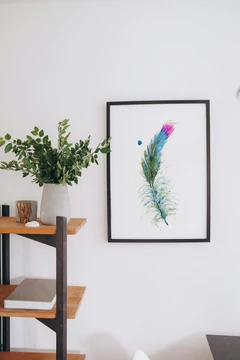 Image of a feather watercolor painting by Shayna Larsen, originals & prints available