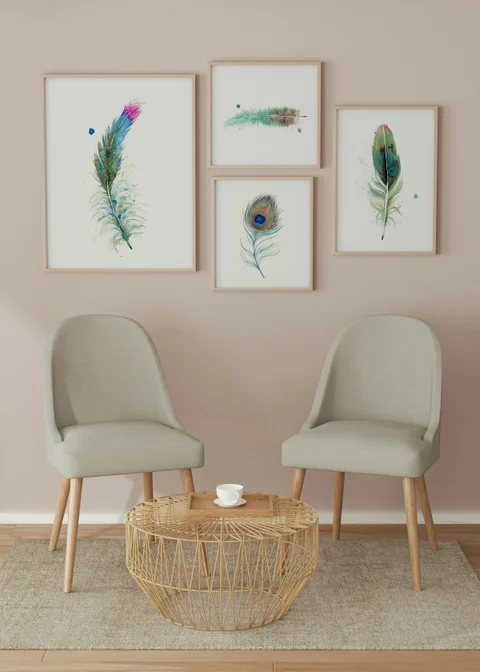 Image of a feather watercolor painting by Shayna Larsen, originals & prints available