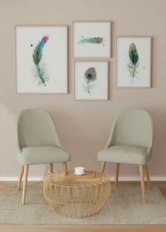 Image of a feather watercolor painting by Shayna Larsen, originals & prints available