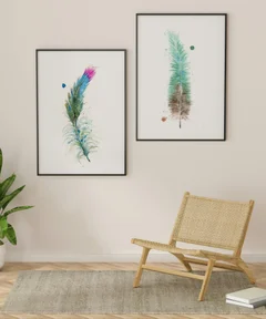 Image of a feather watercolor painting by Shayna Larsen, originals & prints available