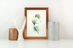 Image of a feather watercolor painting by Shayna Larsen, originals & prints available