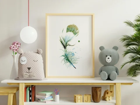 Image of a feather watercolor painting by Shayna Larsen, originals & prints available