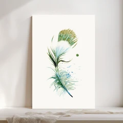 Image of a feather watercolor painting by Shayna Larsen, originals & prints available