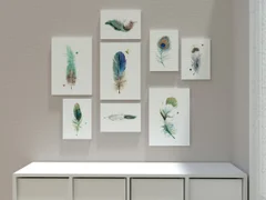 Image of a feather watercolor painting by Shayna Larsen, originals & prints available