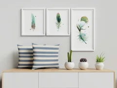 Image of a feather watercolor painting by Shayna Larsen, originals & prints available