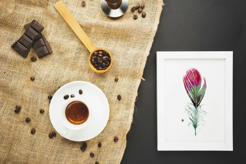 Image of a feather watercolor painting by Shayna Larsen, originals & prints available