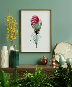 Image of a feather watercolor painting by Shayna Larsen, originals & prints available