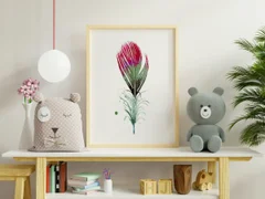 Image of a feather watercolor painting by Shayna Larsen, originals & prints available