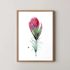 Image of a feather watercolor painting by Shayna Larsen, originals & prints available