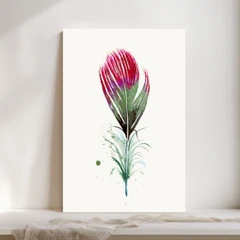 Image of a feather watercolor painting by Shayna Larsen, originals & prints available
