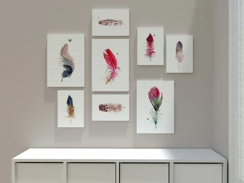 Image of a feather watercolor painting by Shayna Larsen, originals & prints available