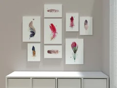 Image of a feather watercolor painting by Shayna Larsen, originals & prints available