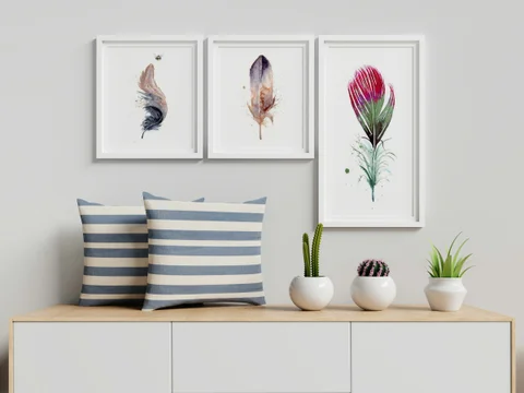 Image of a feather watercolor painting by Shayna Larsen, originals & prints available
