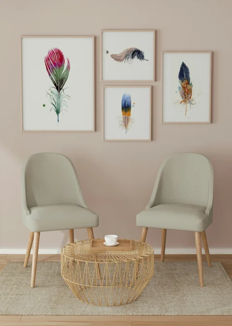 Image of a feather watercolor painting by Shayna Larsen, originals & prints available