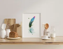 Image of a feather watercolor painting by Shayna Larsen, originals & prints available