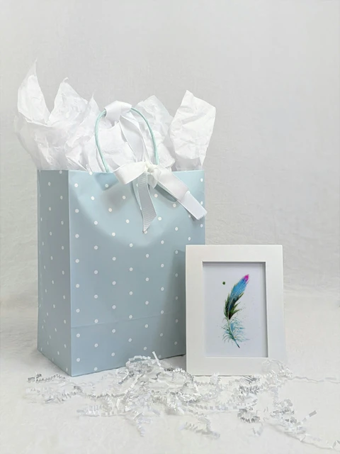 Image of a feather watercolor painting by Shayna Larsen, originals & prints available