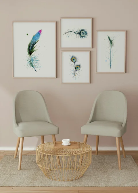 Image of a feather watercolor painting by Shayna Larsen, originals & prints available