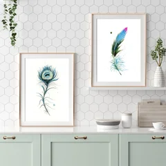 Image of a feather watercolor painting by Shayna Larsen, originals & prints available
