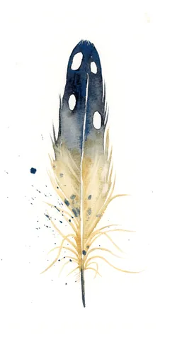 Image of a feather watercolor painting by Shayna Larsen, originals & prints available