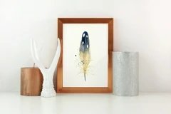 Image of a feather watercolor painting by Shayna Larsen, originals & prints available