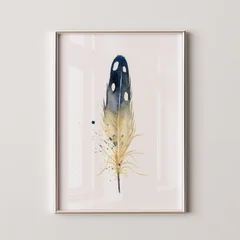 Image of a feather watercolor painting by Shayna Larsen, originals & prints available