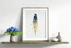 Image of a feather watercolor painting by Shayna Larsen, originals & prints available