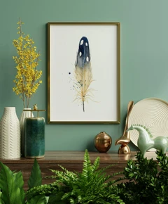 Image of a feather watercolor painting by Shayna Larsen, originals & prints available