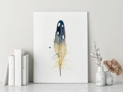 Image of a feather watercolor painting by Shayna Larsen, originals & prints available