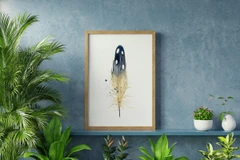 Image of a feather watercolor painting by Shayna Larsen, originals & prints available