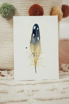 Image of a feather watercolor painting by Shayna Larsen, originals & prints available
