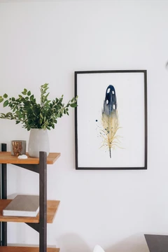 Image of a feather watercolor painting by Shayna Larsen, originals & prints available