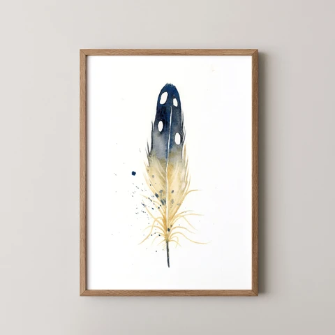 Image of a feather watercolor painting by Shayna Larsen, originals & prints available