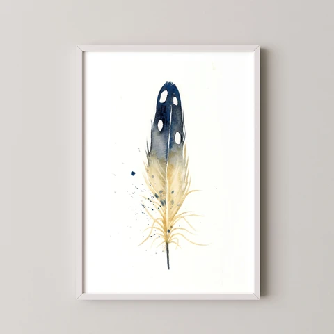 Image of a feather watercolor painting by Shayna Larsen, originals & prints available